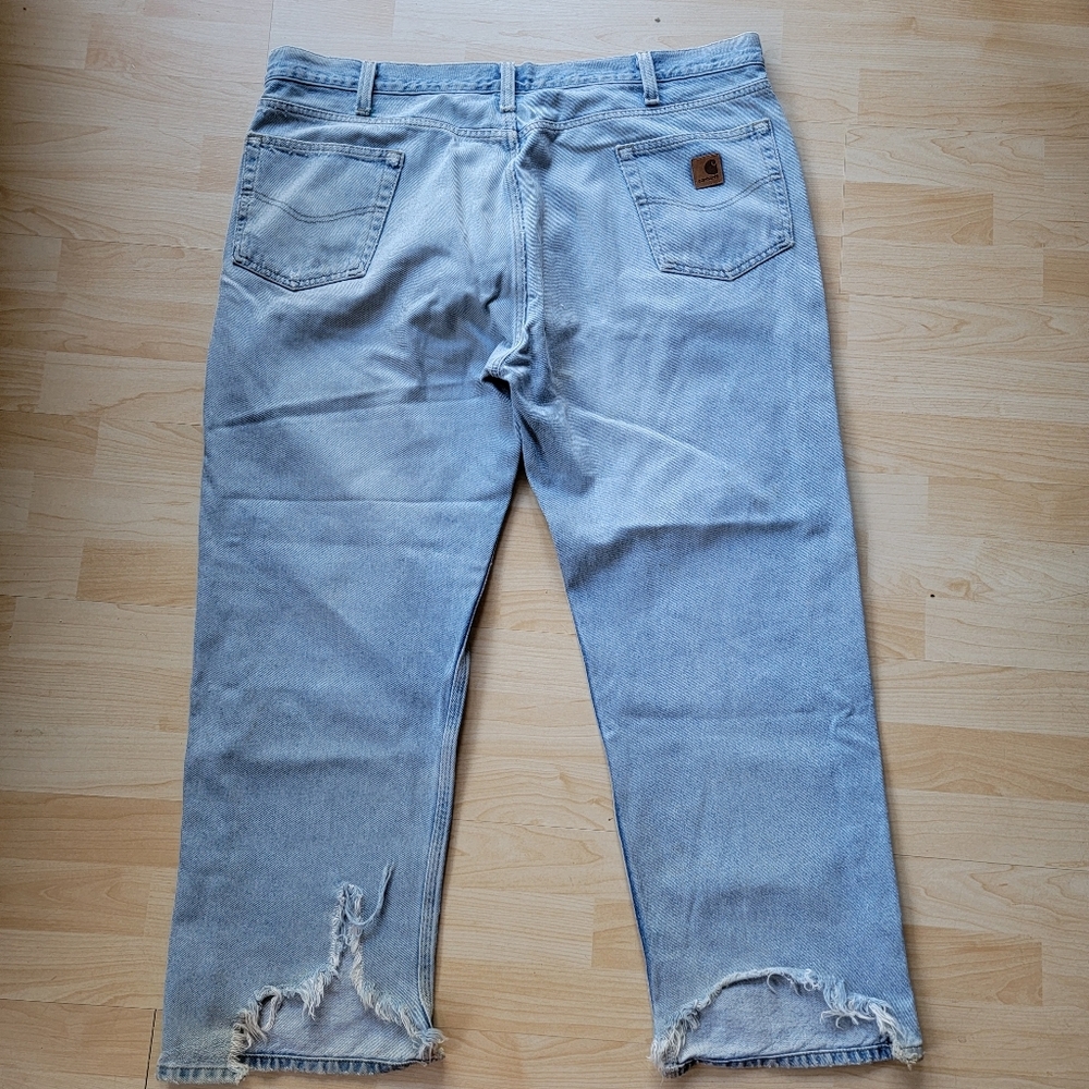 Carhartt Light Wash Vintage 90's Denim Jeans Destructed 44 X 30 - Picture 12 of 16
